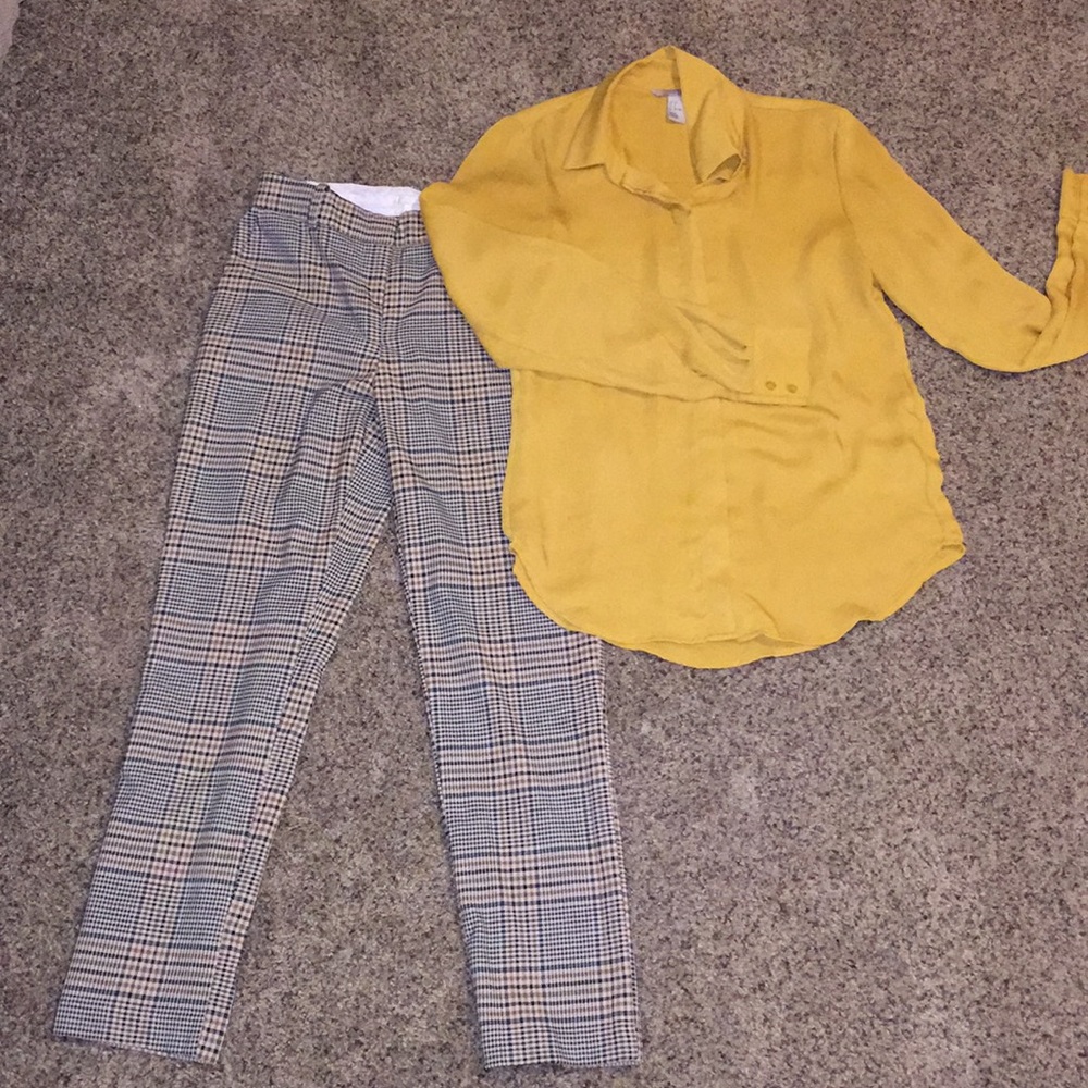 Plaid slacks (green, black, brown, & white)